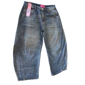 TELEPATIA Barrel Leg Jeans Blue Wash Denim Women's Size 9/29 NWT